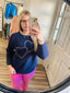 Navy stitched heart sweater