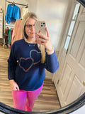 Navy stitched heart sweater