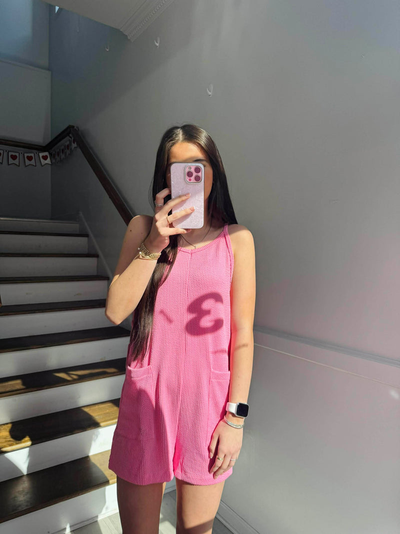 Simply Southern - Pink Ribbed Romper