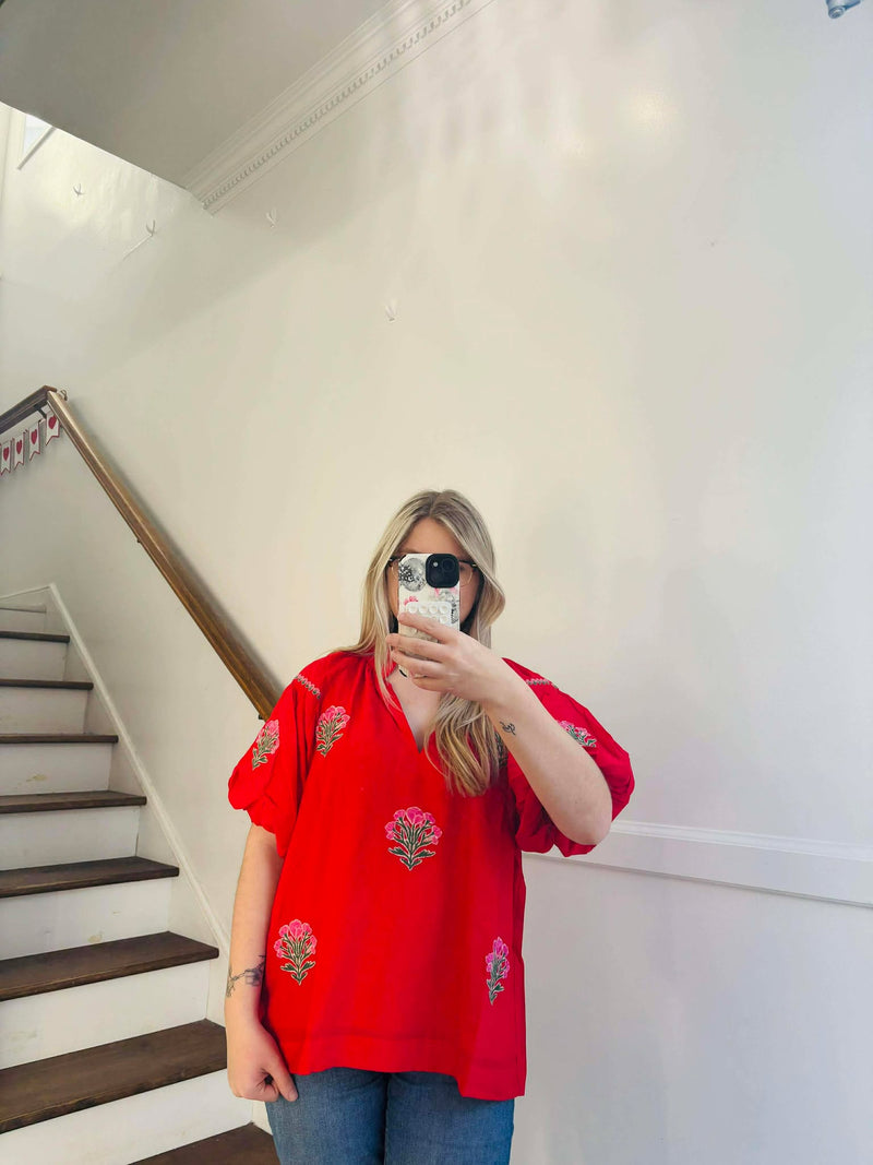 Umgee- cherry red blouse