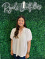 Umgee- Oatmeal Blouse with Pink Bordering