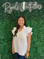 Umgee- Off White Ruffle Sleeve Blouse