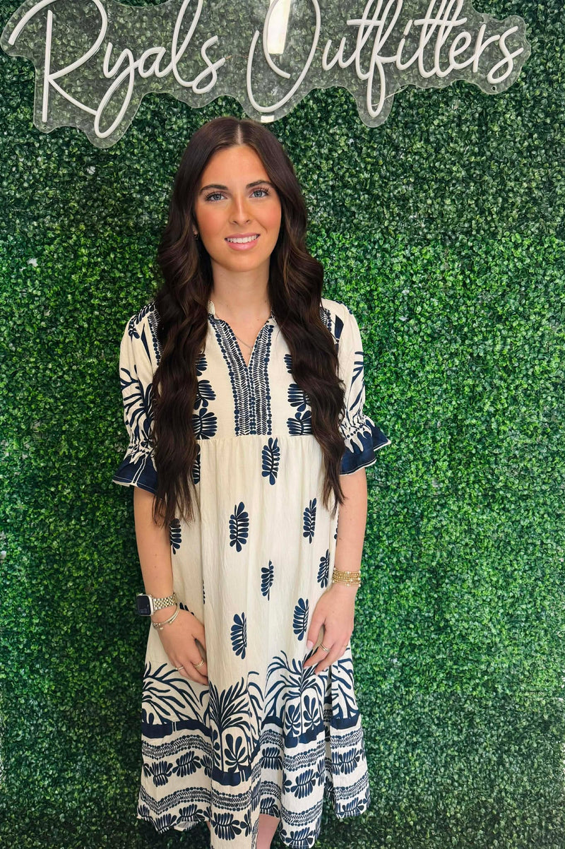 Ugmee- Navy and Cream Mix Dress