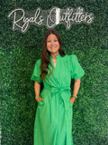 Entro- Green Drees Tie Dress