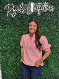 Jodifl - Pink Striped Blouse With Puffy Sleeves