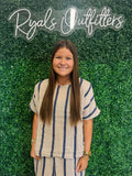 Camile & Co - Navy and Beige Striped Top