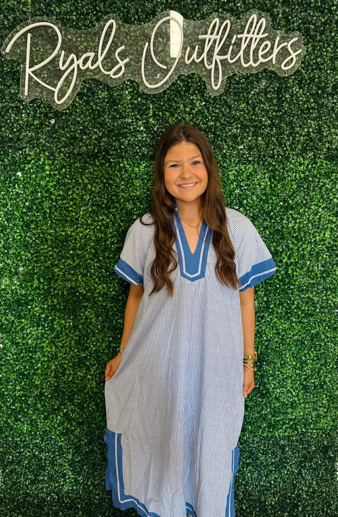 Umgee- Blue and White Striped Long Dress