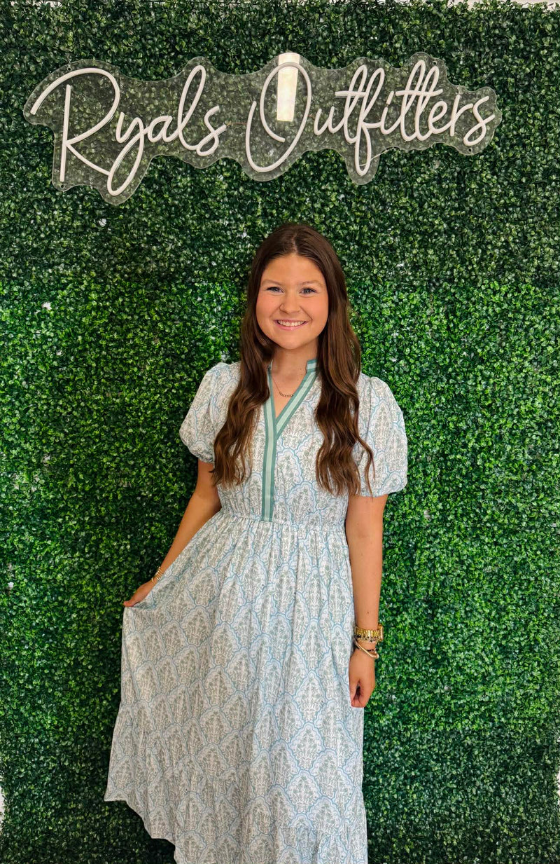 Simply Southern - Green & Blue Floral Dress