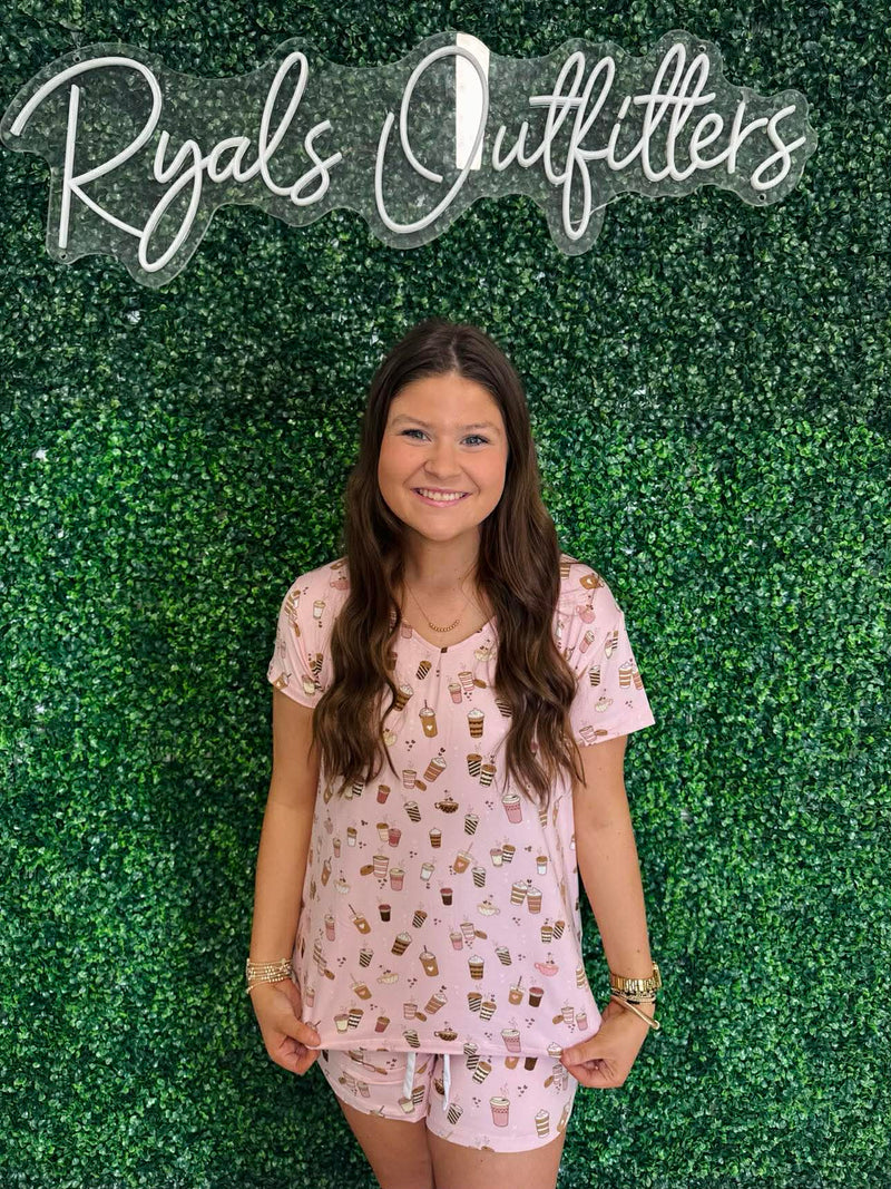 Amanda Blu- Love at First Sip V-Neck PJ Top