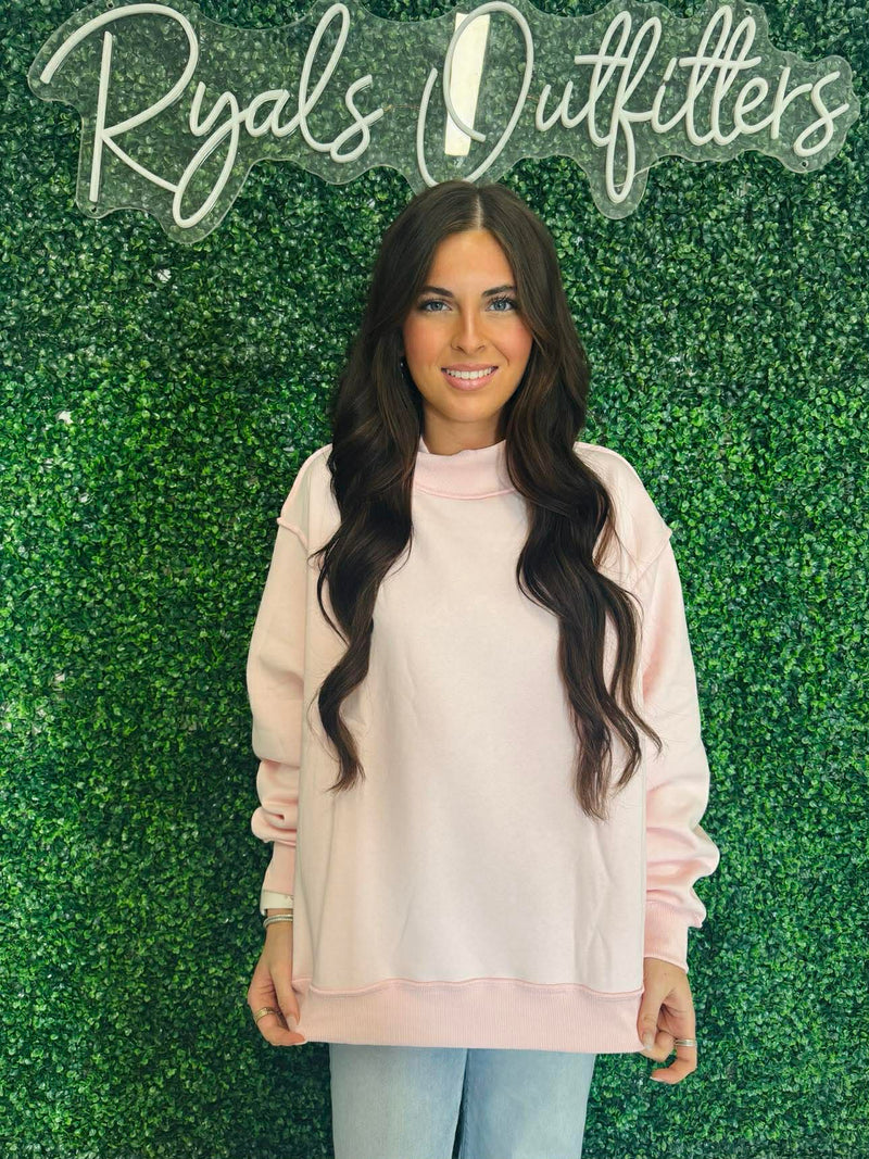 BUCKETLIST- Solid Reversible Pink Mock Neck