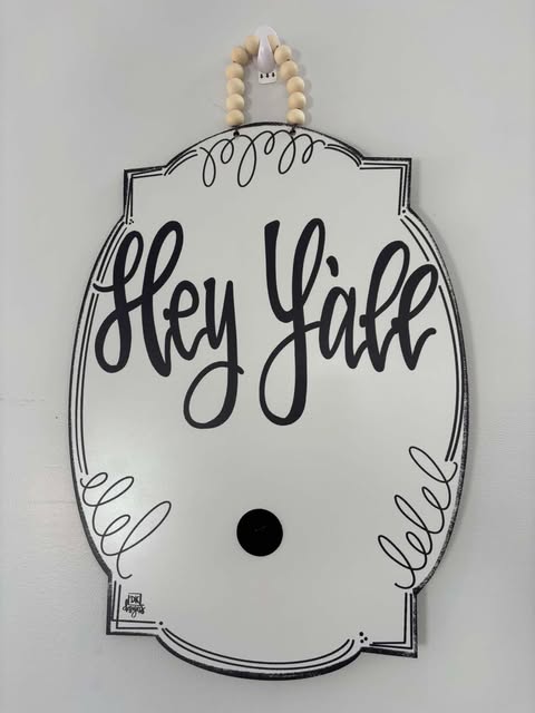 DK Designs - Whilte Bloom with Room for a Mini "Hey Yall"