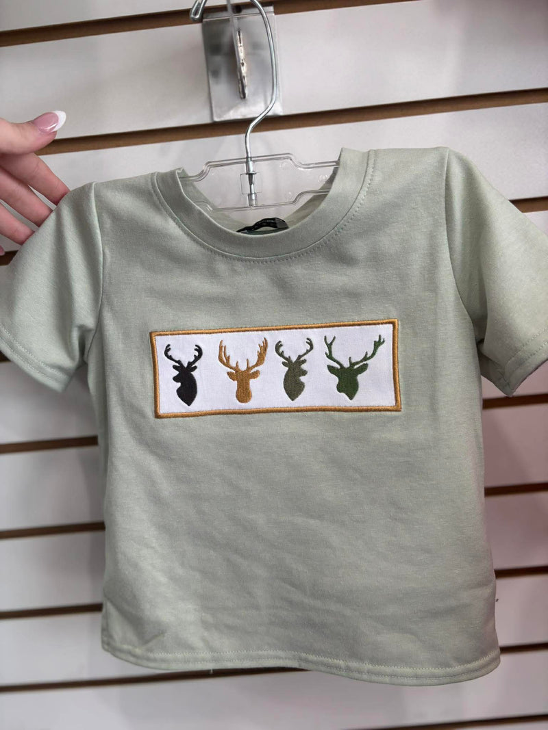 Camouflage deer antler embroidery shorts set