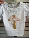 Pink bowknot cross applique skort set