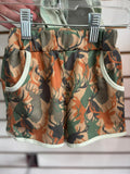 Camouflage deer antler embroidery shorts set