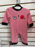 Premium Red Georgia stripe bulldog romper