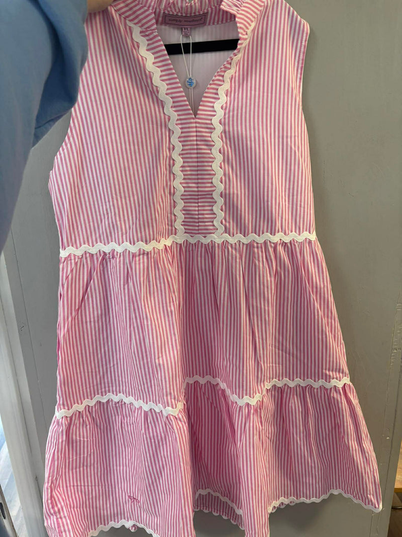 Simply Southern -YTH Pink and White Striped Dress