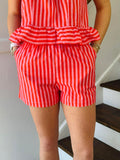 ENTRO- RED AND PINK STRIPES SHORTS