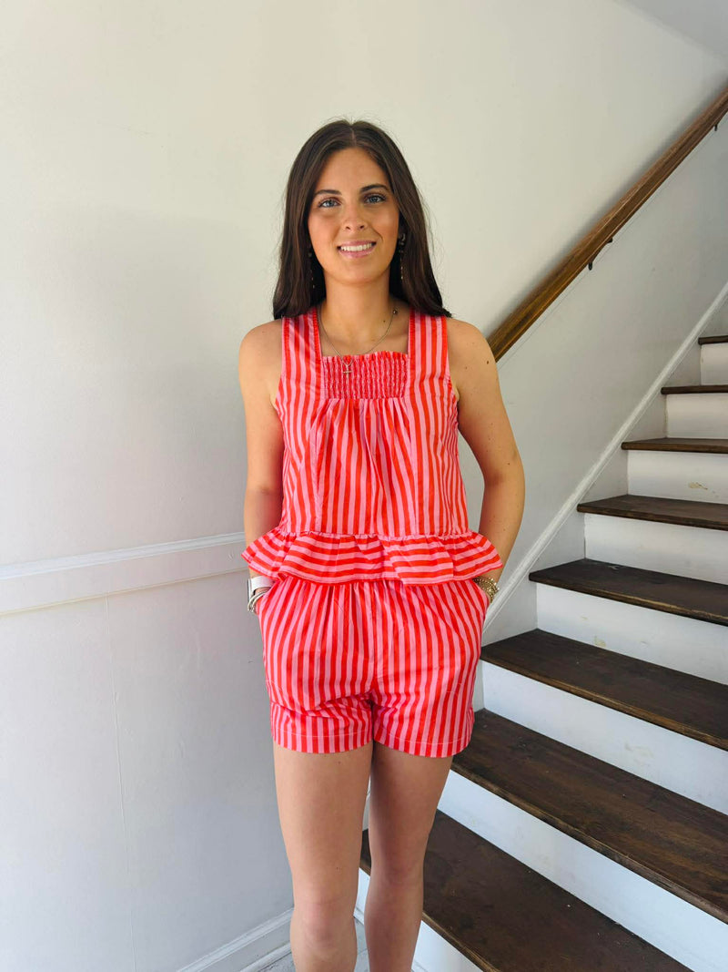 ENTRO- RED AND PINK STRIPE SHIRT