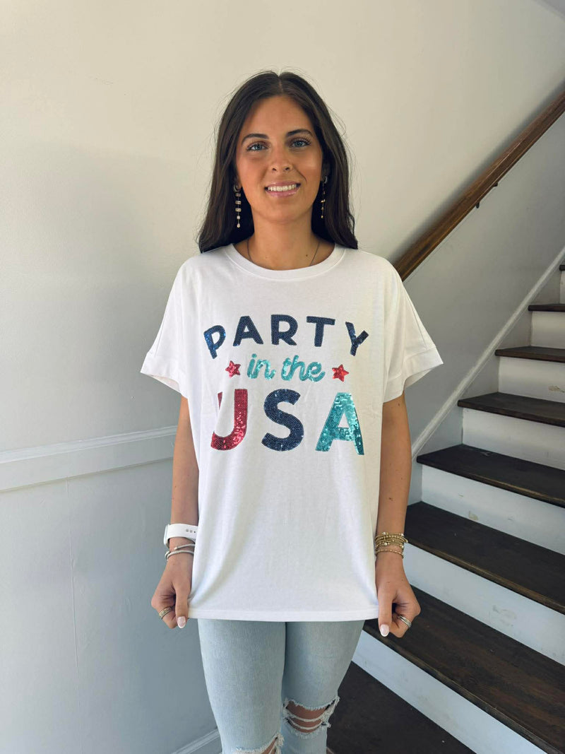 Mudpie - Americana Sparkle Top White