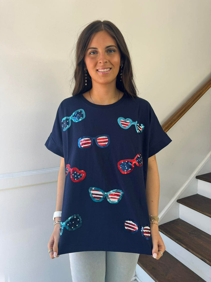 Mudpie - Americana Sparkle Top Navy