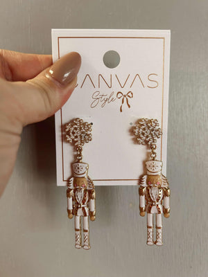 White N Gold Nutcracker Earrings