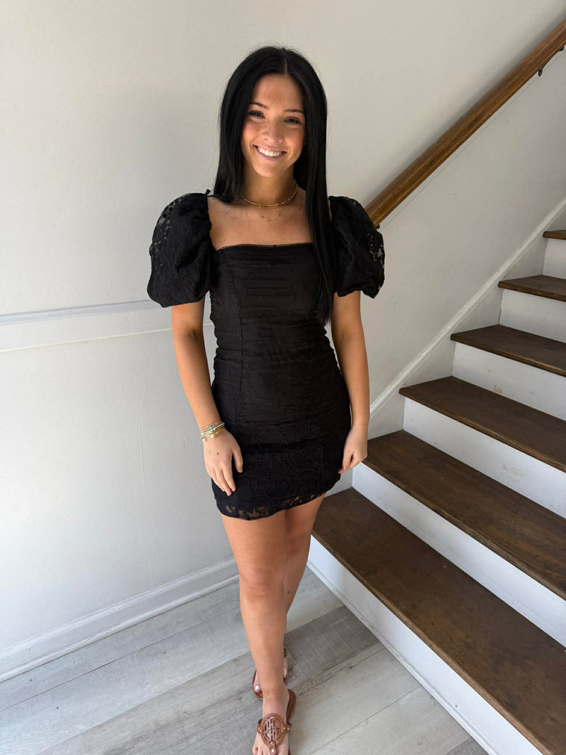 SHE+SKY- Bubble Short Sleeve Organza mini Dress