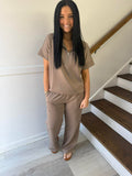 Zenana - Scuba High Neck Half Zip Top & Pants Set