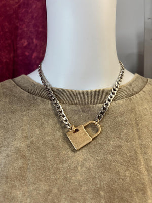 Chrissy Padlock Curb Chain Necklace