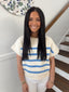 She + Sky -Short Sleeve Striped Knit Sweater