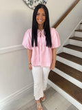 She + Sky - Puff Sleeve Pintuck Detail Top