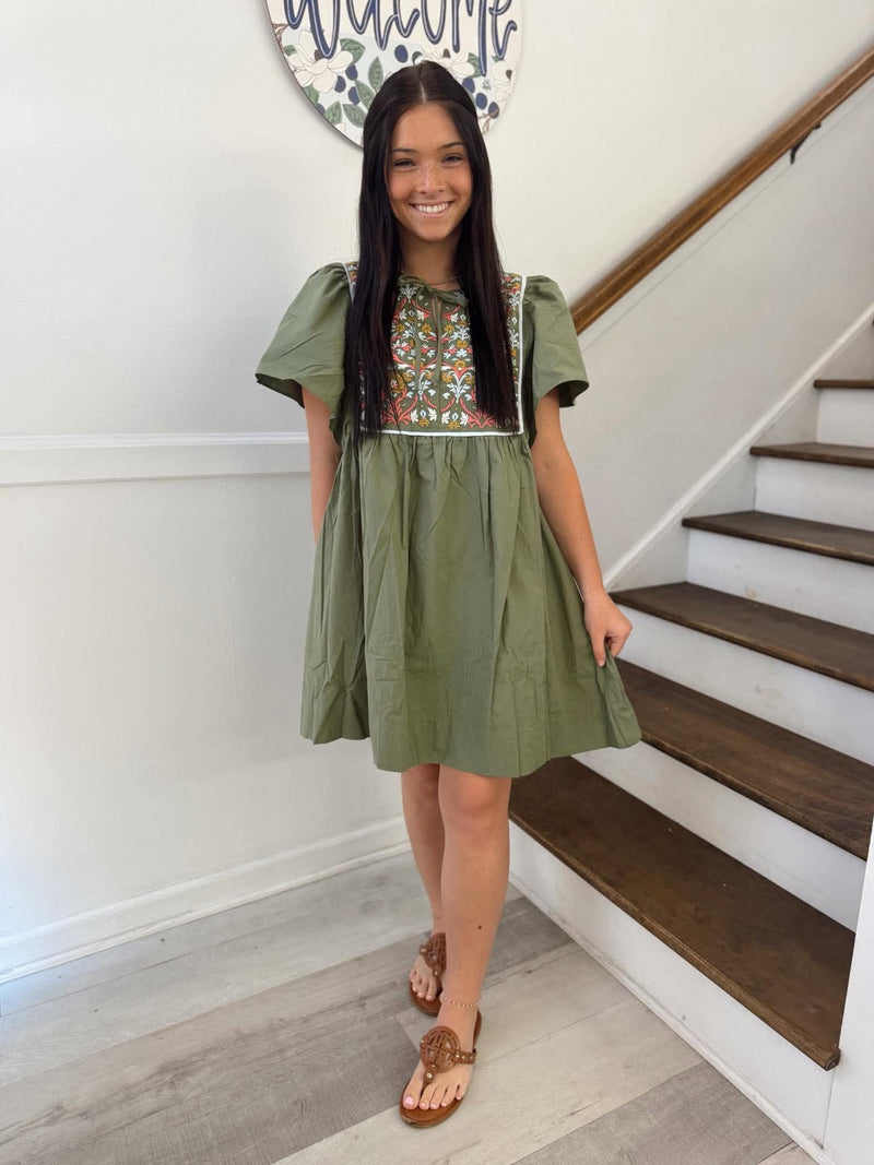Mary Square- Dress Piper Olive