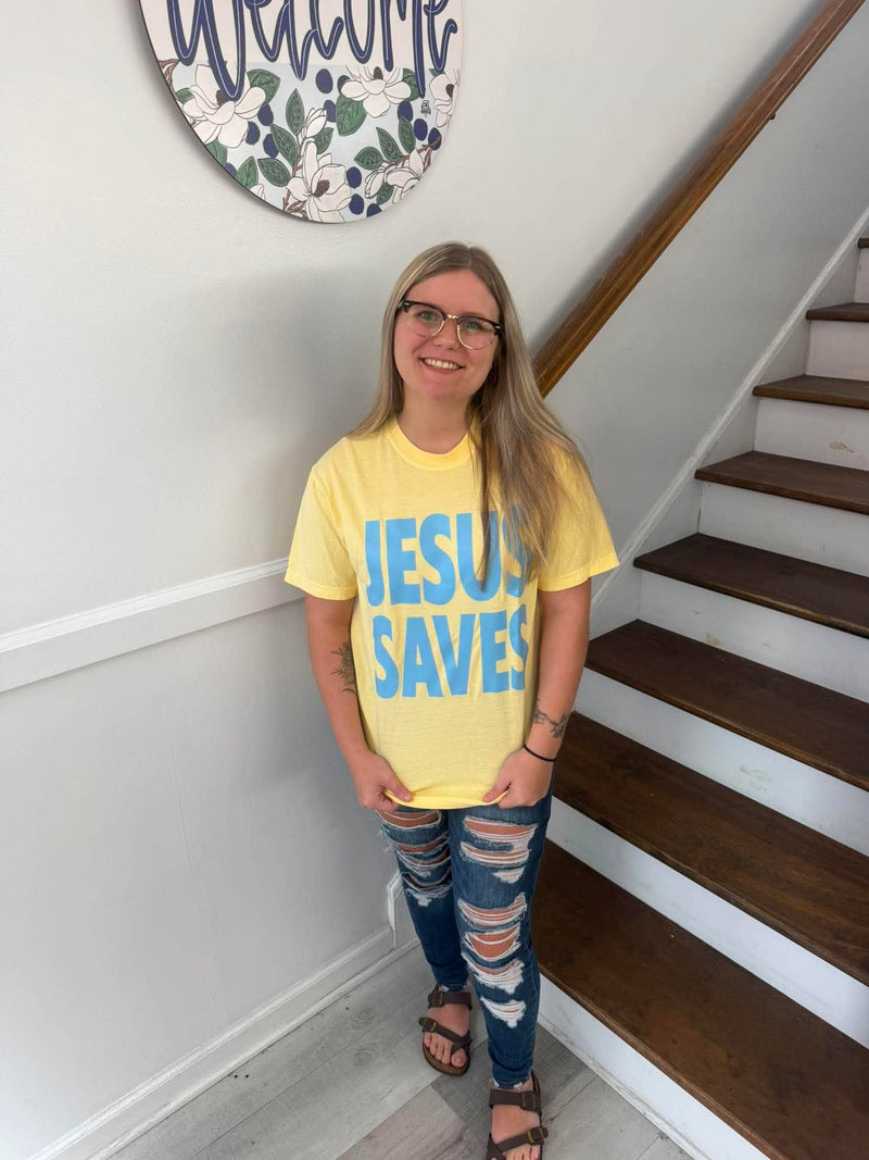 Jesus Saves | Butter Yellow tee