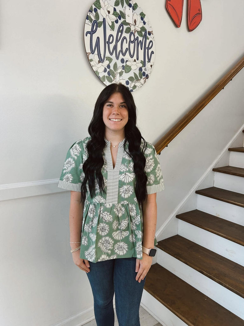 SHE+SKY- SLATE GREEN BLOUSE
