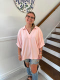 Umgee- Ice Pink Collared Dolman Top