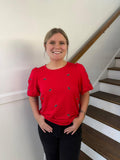 Mary Square- Top Tina Footballs Red/Black
