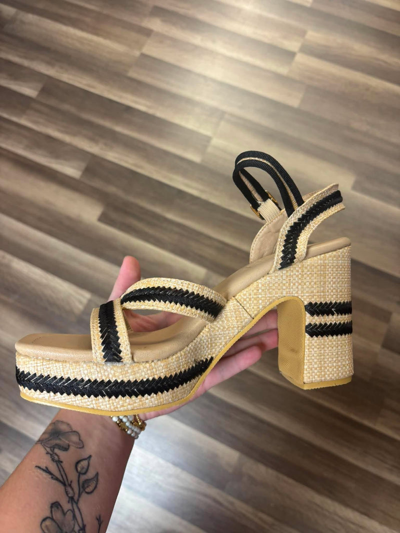 Black and Nude Woven Heel