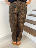 Umgee - No Lining Leopard Print High Rise Wide Leg Pants