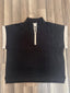 Umgee - Plus Size No Lining Half Zip Scalloped Sweater Top
