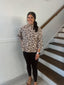 SHE+SKY - 3/4 Sleeve Mock Neck Leopard Sweater