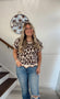 SHE + SKY- short sleeve leopard print sweater top