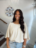 Umgee- Puckerde Cord Knit Flowy Top