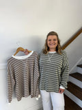 Zenana- PLUS raised rib striped round neck