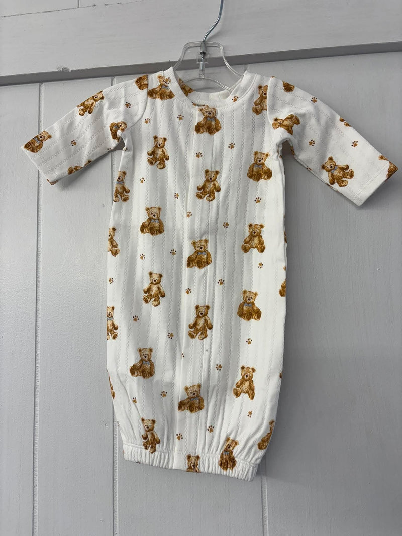 Mudpie- POINTELLE BEAR PRINT GOWN