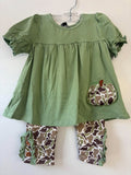 Honeydew- Camo Pumpkin Applique Ruffle Pants Set