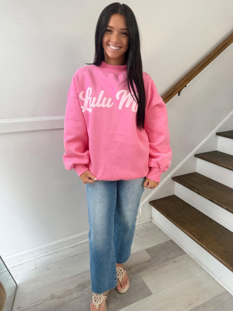 LULUMAC- Bubblegum Sweatshirt/Light Pink Script