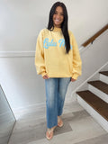 LULUMAC- Script Sweatshirt Butter/Light Blue
