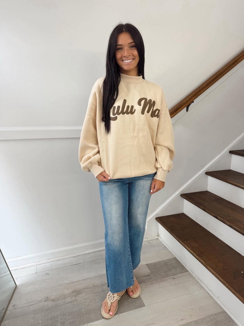 LULUMAC-Cream Sweatshirt/Brown Script