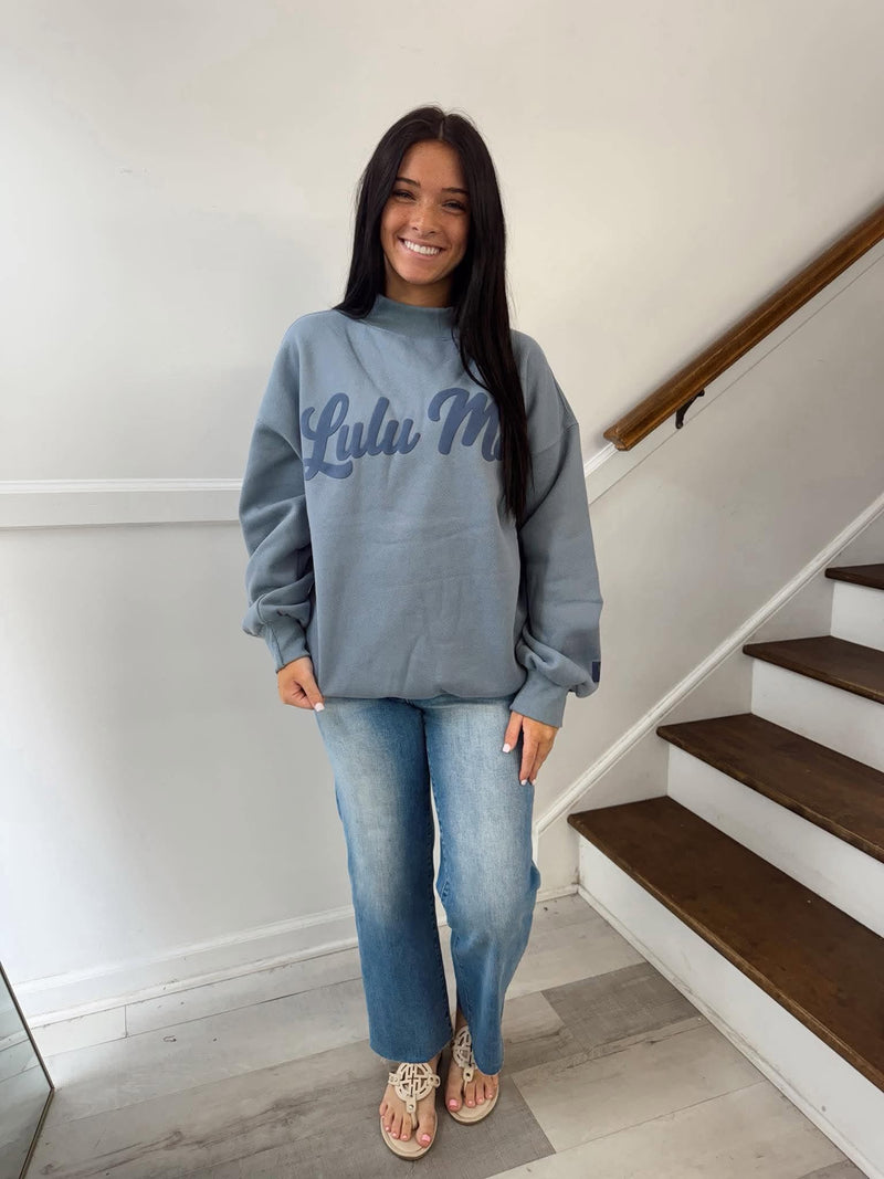 LULUMAC- Blue Sweatshirt/Blue Script