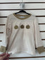 Honeydew-Khaki Pumpkin Embroidery Stripe Top