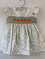 Honeydew-Sage pumpkin embroidery bow ruffle dress